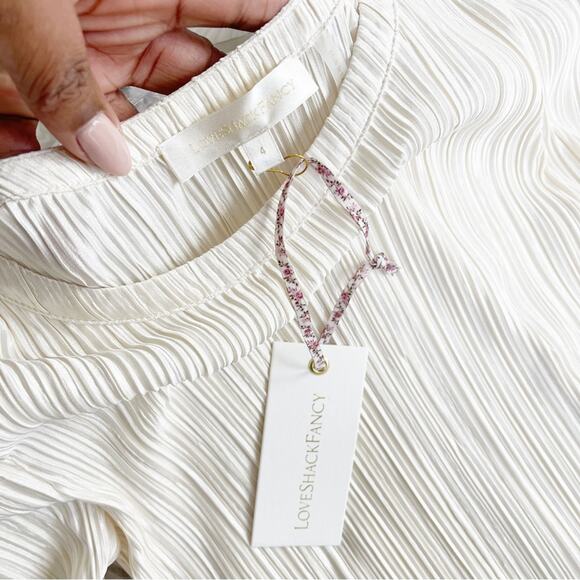 LoveShackFancy Carleen Women's Puffed Sleeve Scoop Neck Mini Dress‎ Size 4 - Picture 3 of 5